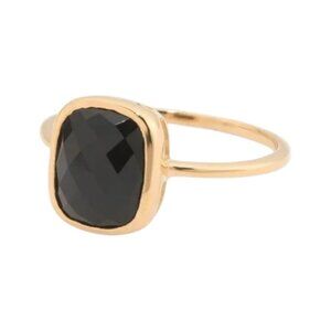 SHIVAM Black Onyx/Gold Made In India 14kt Gold Plated Black Onyx Ring